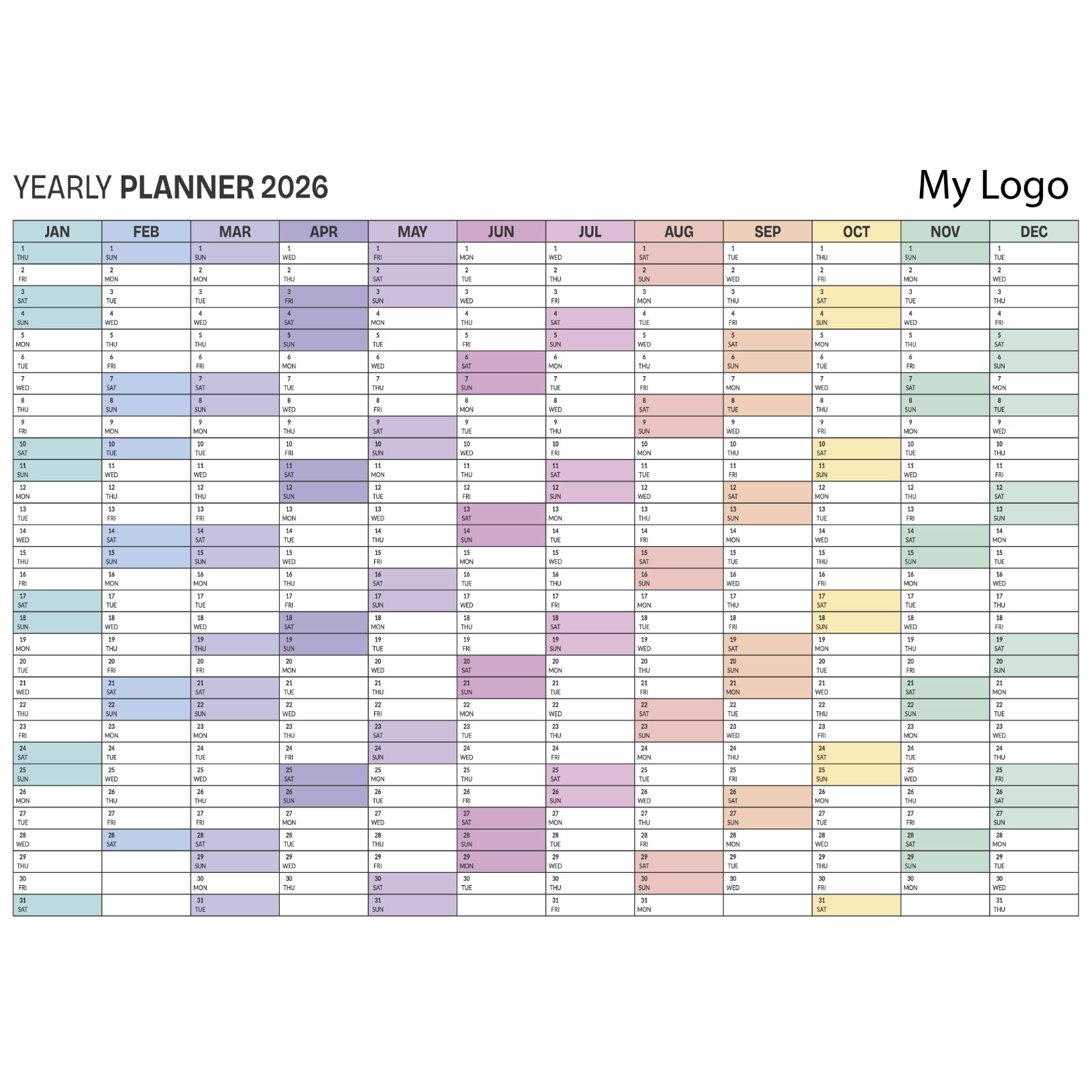 2026 YEAR PLANNER - A0 Size - 841mm by 1189mm 